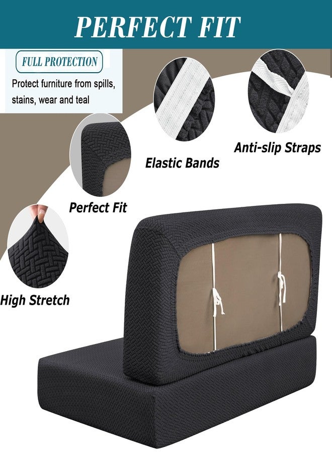 HFCNMY RV Dinette Cushion Covers - 2 Sets Stretch Camper Cushion Covers, Jacquard Camper Seat Cover Knitted RV Sofa Cover,Camper Couch Covers for Sofa Bed, Black - Image 5
